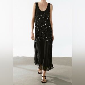👗👗👗 Massimo Dutti black maxi/midi dress with beading size 4